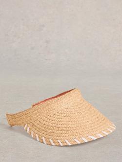 White Stuff Woven Straw Visor, Natrual/Multi, Natural/Multi