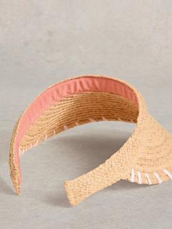 White Stuff Woven Straw Visor, Natrual/Multi - view 2, Natural/Multi
