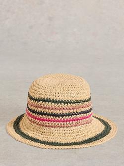 White Stuff Stripe Bucket Hat, Natural/Multi, Natural/Multi