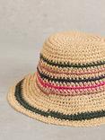 White Stuff Stripe Bucket Hat, Natural/Multi