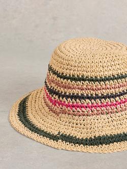 White Stuff Stripe Bucket Hat, Natural/Multi - view 2, Natural/Multi