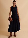 FLORERE Panelled Denim Midi Dress, Navy