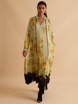 FLORERE Floral Pleated Midi Dress, Multi, Multi