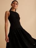 FLORERE Panelled Lace Midi Dress, Black