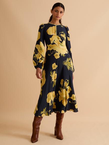FLORERE Floral Blouson Sleeve Dress, Multi, Multi