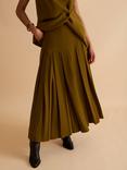 FLORERE Pleated Maxi Skirt, Khaki