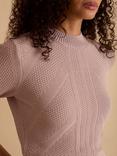 FLORERE Short Sleeve Knit Top, Pale Pink