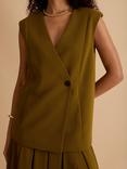 FLORERE One Button Longline Waistcoat, Khaki