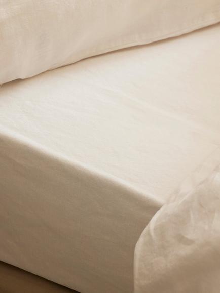 Piglet in Bed Linen Blend Fitted Sheet, Pearl
