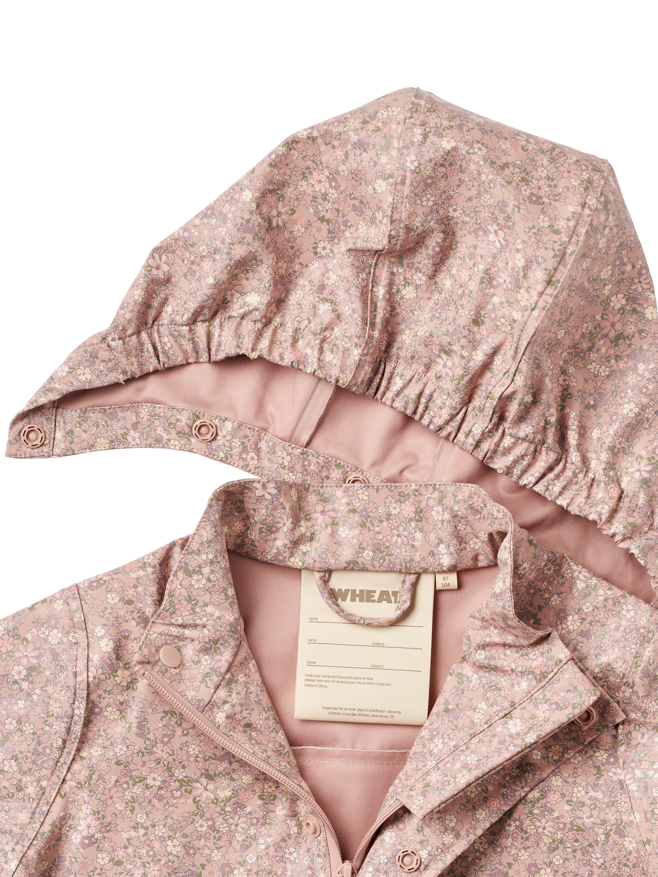 Product image 3 of 3, which shows WHEAT Kids' Ollo Waterproof Rain Jacket, Pink, 8 years