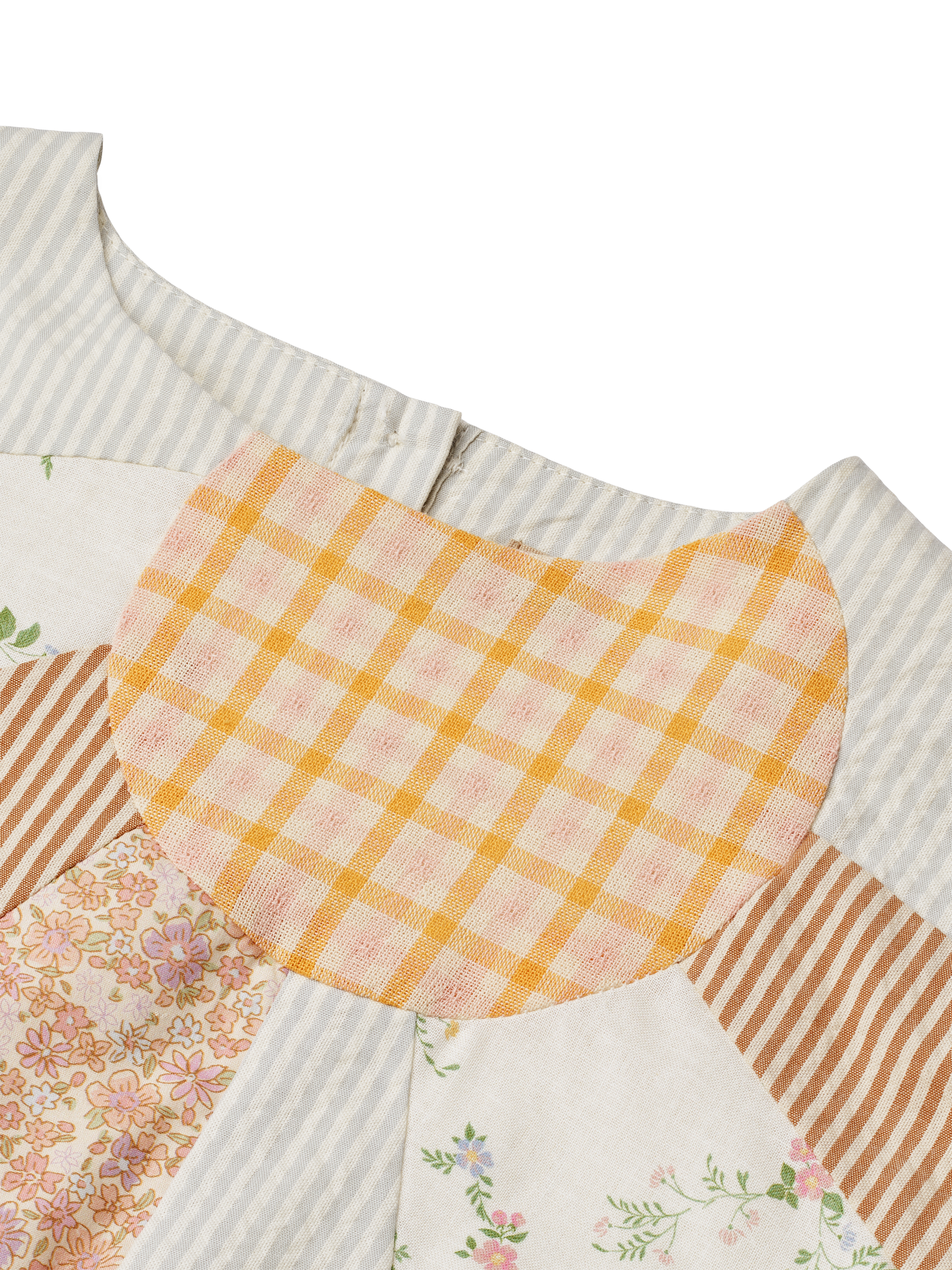 Product image 3 of 6, which shows WHEAT Kids' Gro 3/4 Sleeve Patchwork Dress, Summer Blue Sky, 6 years
