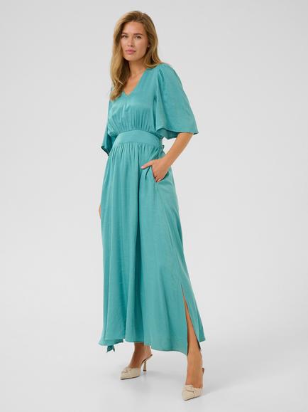 KAFFE KAdevi V-Neck Tie Waist Maxi Dress, Teal, Teal