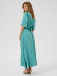 KAFFE KAdevi V-Neck Tie Waist Maxi Dress, Teal