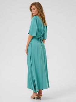 KAFFE KAdevi V-Neck Tie Waist Maxi Dress, Teal - view 2, Teal