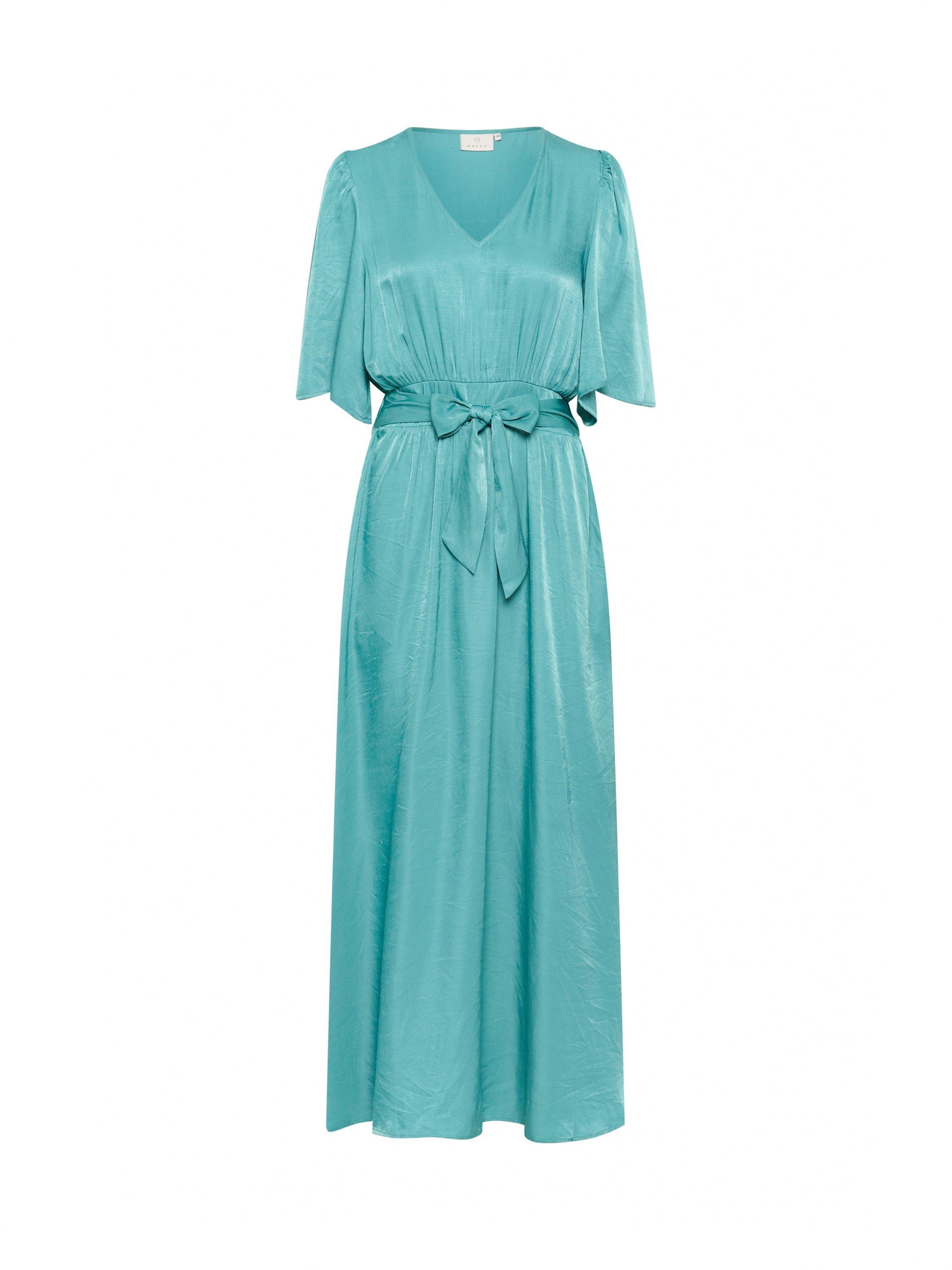 Product image 4 of 5, which shows KAFFE KAdevi V-Neck Tie Waist Maxi Dress, Teal, 12
