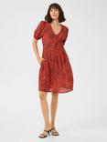 KAFFE KAliana Short Sleeved Leopard Print Dress, Red/Multi
