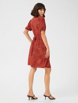 KAFFE KAliana Short Sleeved Leopard Print Dress, Red/Multi - view 2, Red/Multi