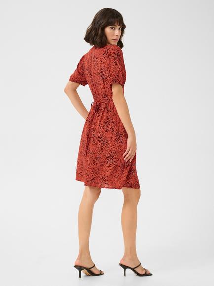 KAFFE KAliana Short Sleeved Leopard Print Dress, Red/Multi - view 2, Red/Multi