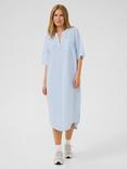 KAFFE Sara Stripe Kaftan Dress, Mid Blue