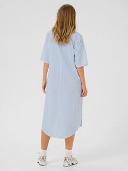 KAFFE Sara Stripe Kaftan Dress, Mid Blue - view 2, Mid Blue