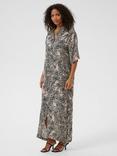 KAFFE Thora Amber Leaf Print Dress, Grey/Multi