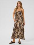 KAFFE Thora Amber Animal Print Strappy Dress, Beige/Multi