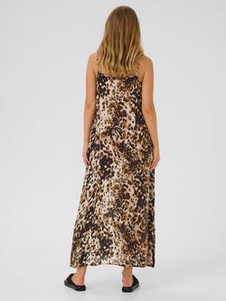KAFFE Thora Amber Animal Print Strappy Dress, Beige/Multi - view 2, Beige/Multi