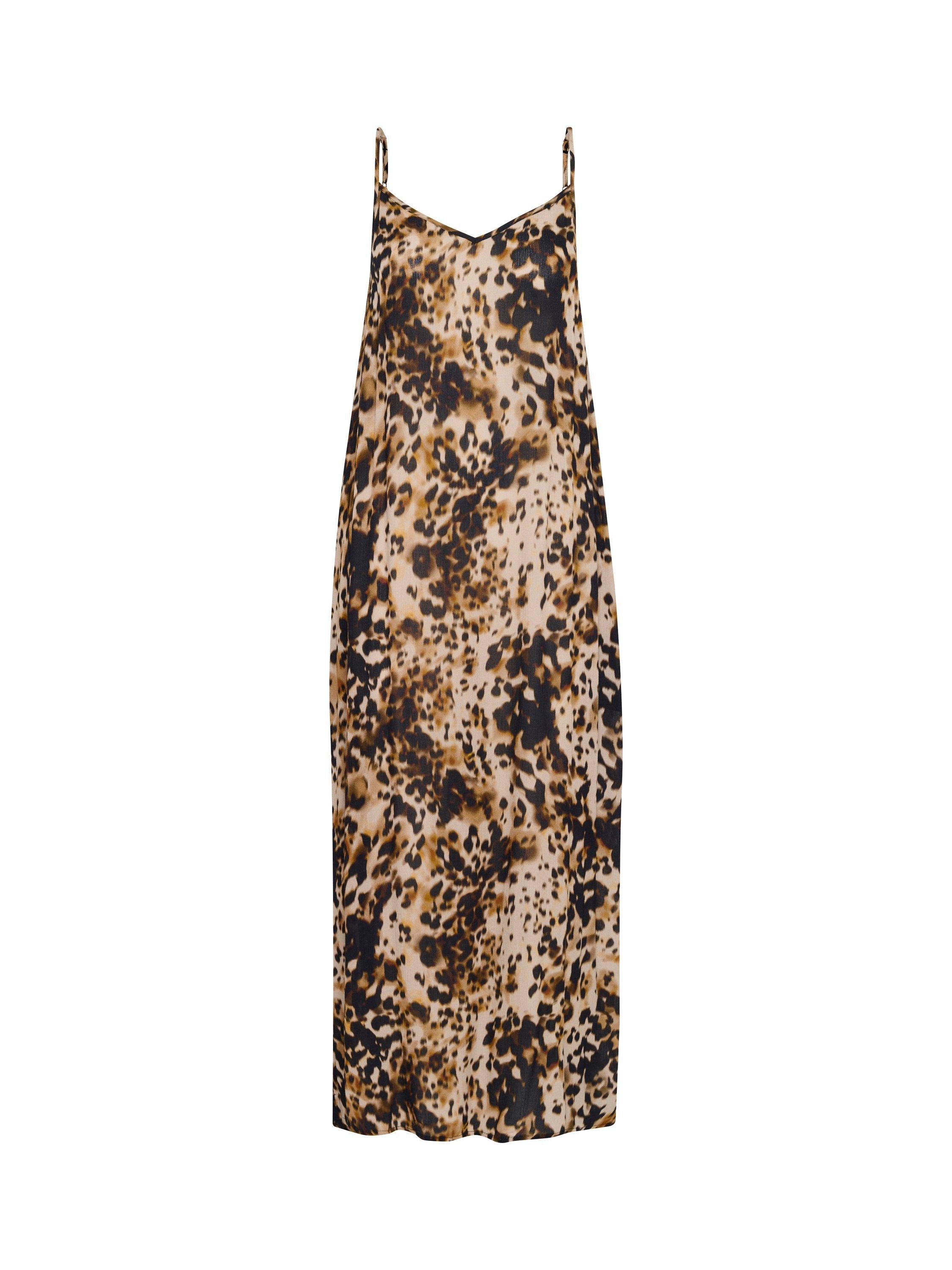 Product image 4 of 5, which shows KAFFE Thora Amber Animal Print Strappy Dress, Beige/Multi, 8