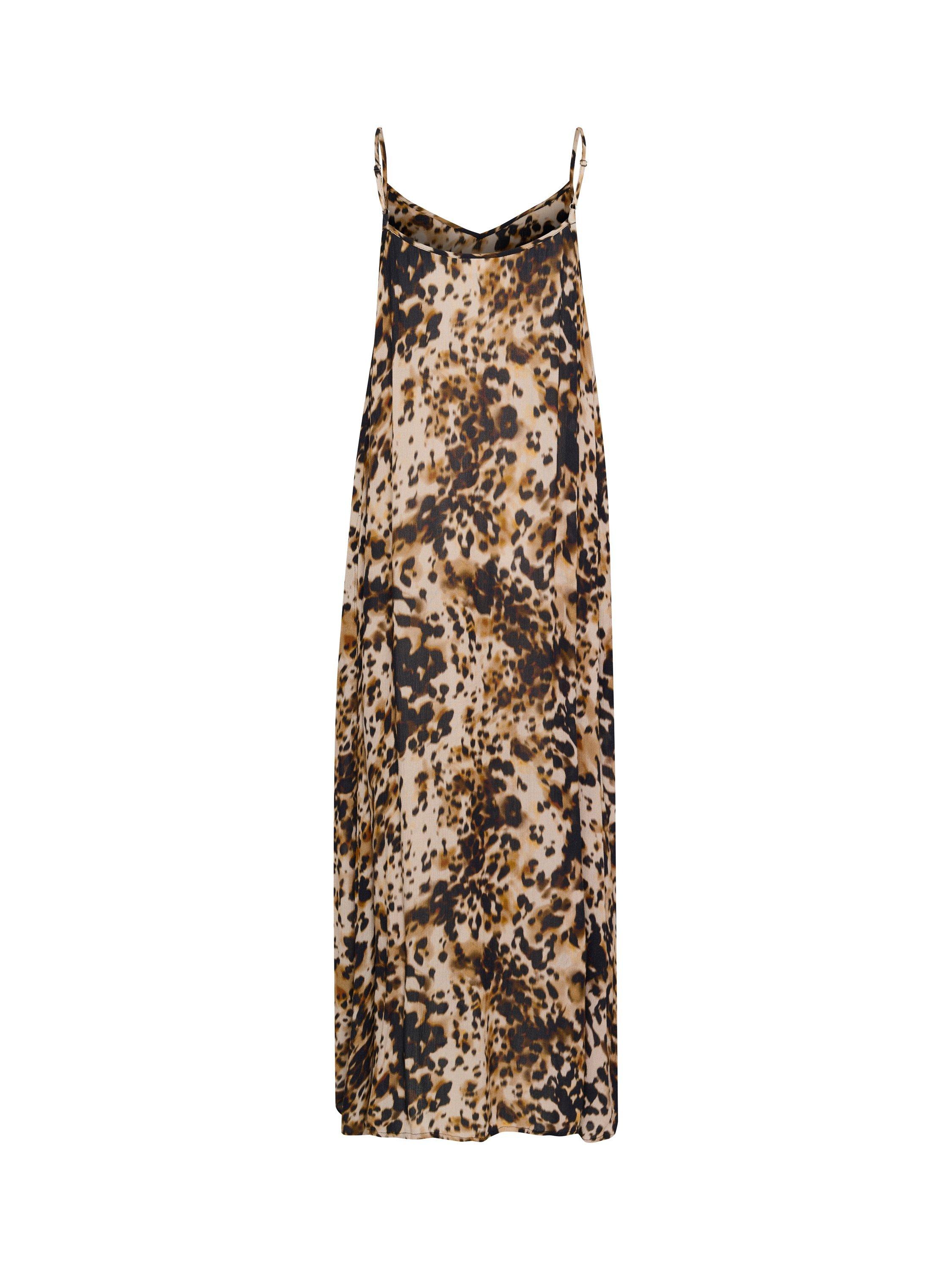 Product image 5 of 5, which shows KAFFE Thora Amber Animal Print Strappy Dress, Beige/Multi, 8