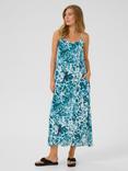 KAFFE Thora Amber Animal Print Strappy Dress, Green/Multi