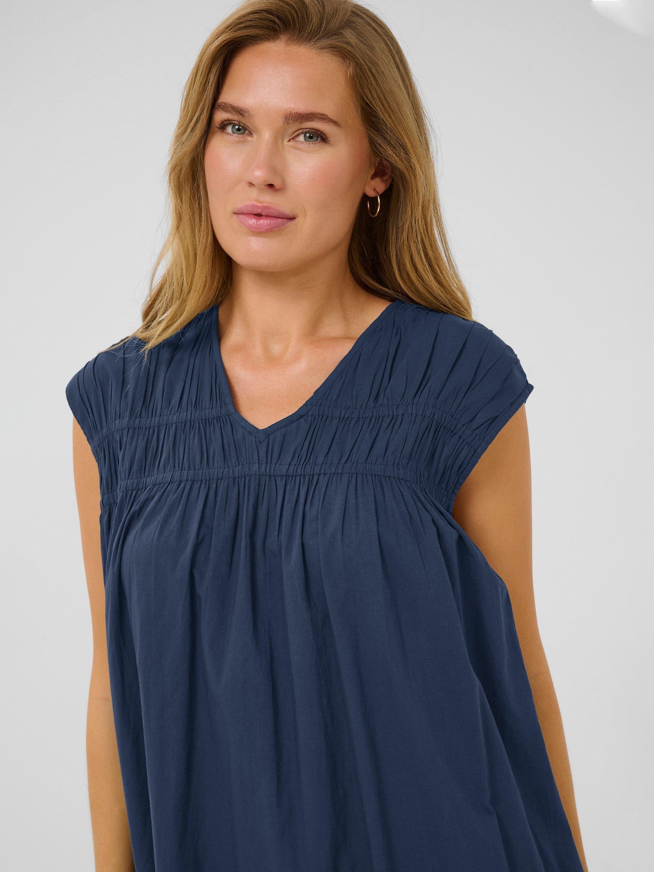 Product image 2 of 4, which shows KAFFE Thua Short Sleeve Midi Dress, Mid Blue, 8