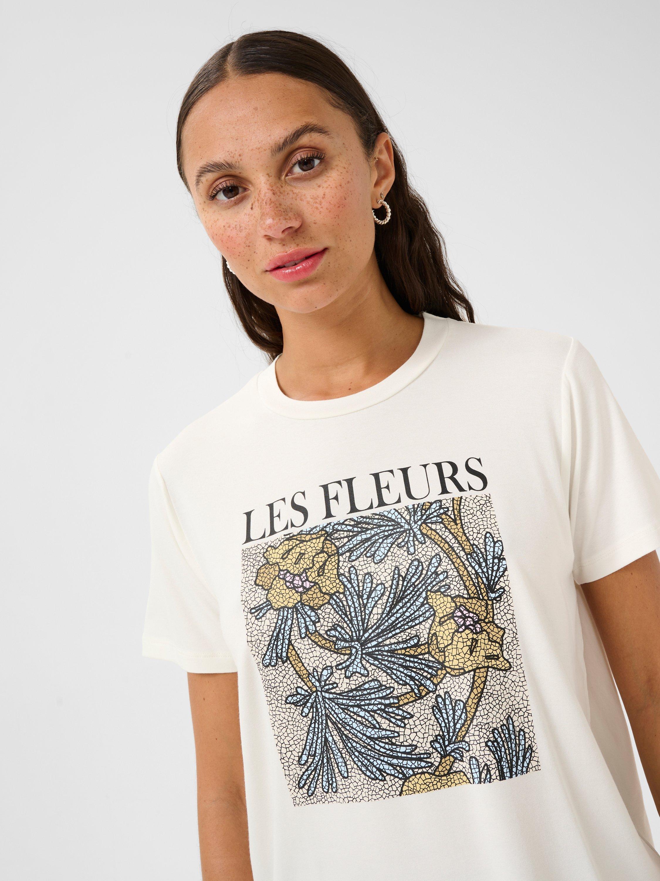 Product image 4 of 6, which shows KAFFE KAjulie Short Sleeved Graphic Print T-Shirt, White, 14|16