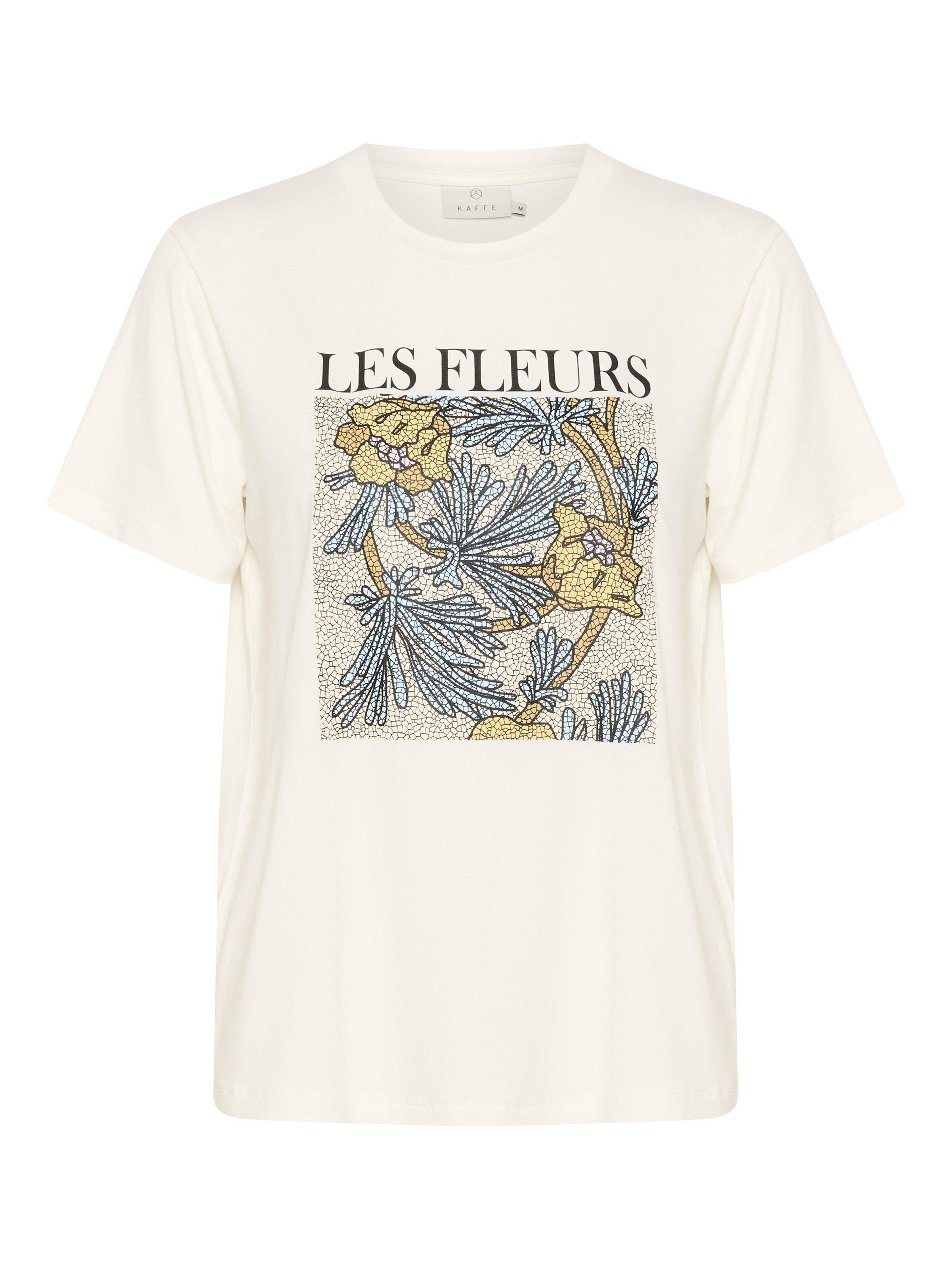 Product image 5 of 6, which shows KAFFE KAjulie Short Sleeved Graphic Print T-Shirt, White, 14|16