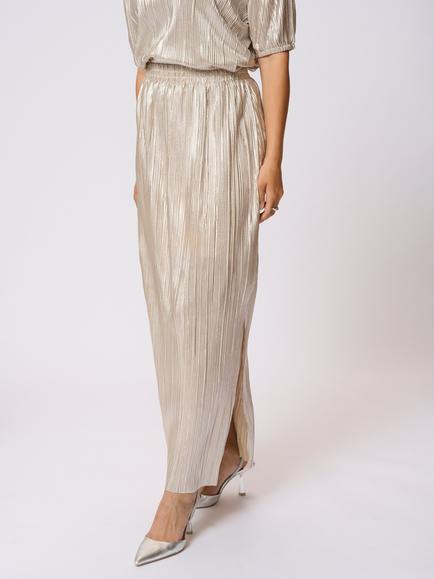 KAFFE KAgalexi Textured Metallic Maxi Skirt, Gold, Gold
