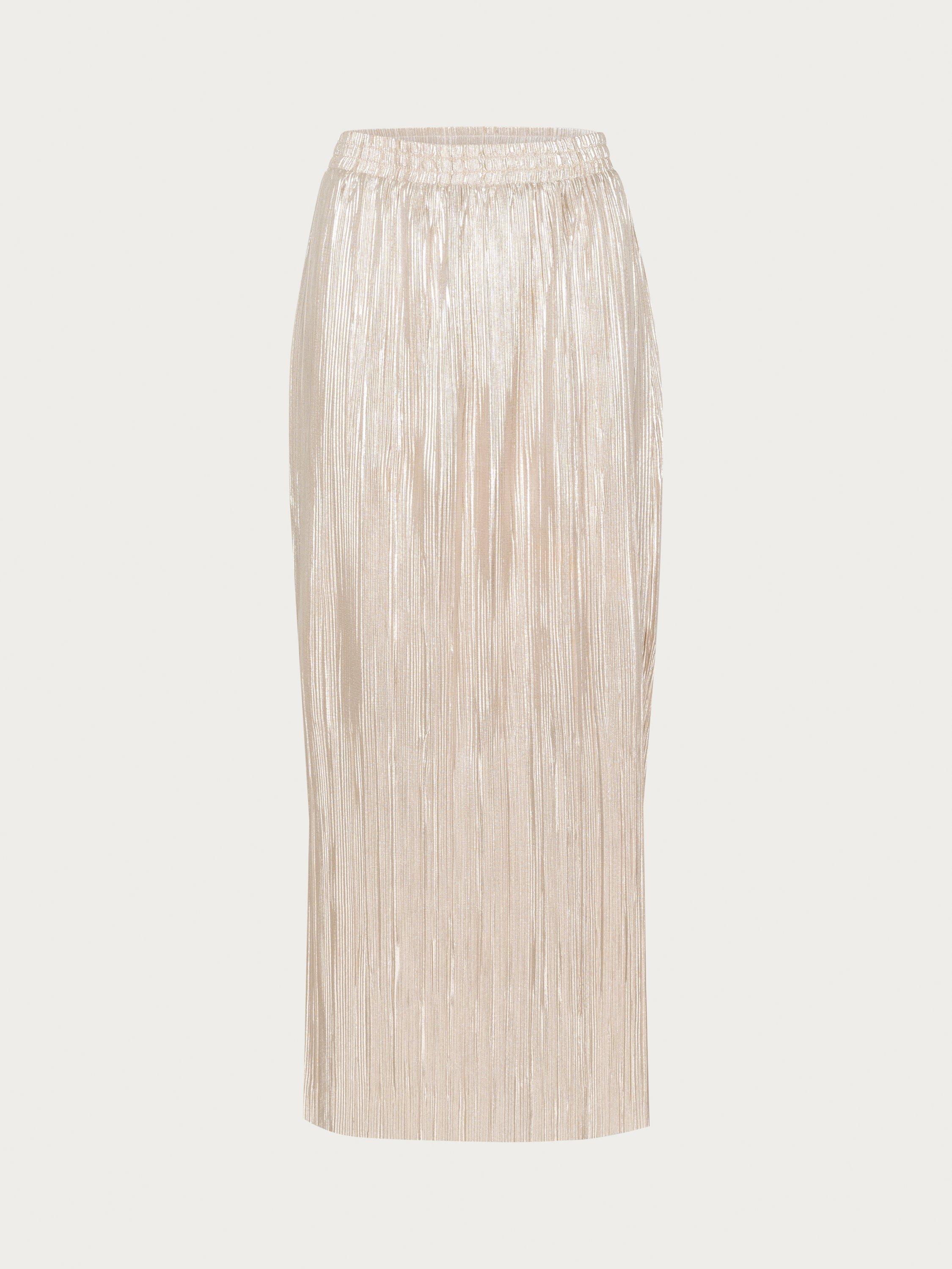 Product image 5 of 6, which shows KAFFE KAgalexi Textured Metallic Maxi Skirt, Gold, 8