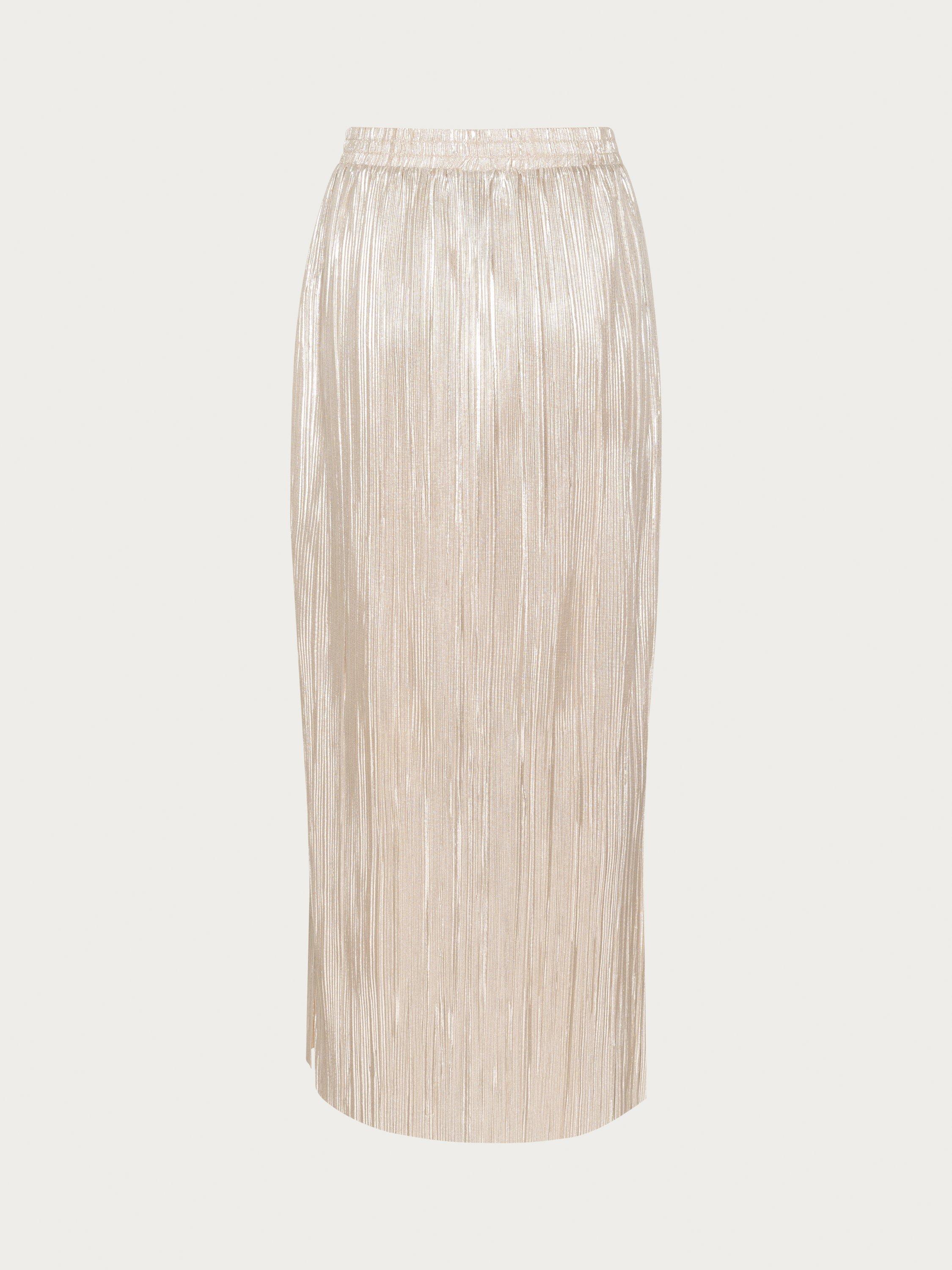 Product image 6 of 6, which shows KAFFE KAgalexi Textured Metallic Maxi Skirt, Gold, 8