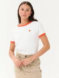 KAFFE KAlilian Cotton Blend Heart Motif T-Shirt, White/Multi
