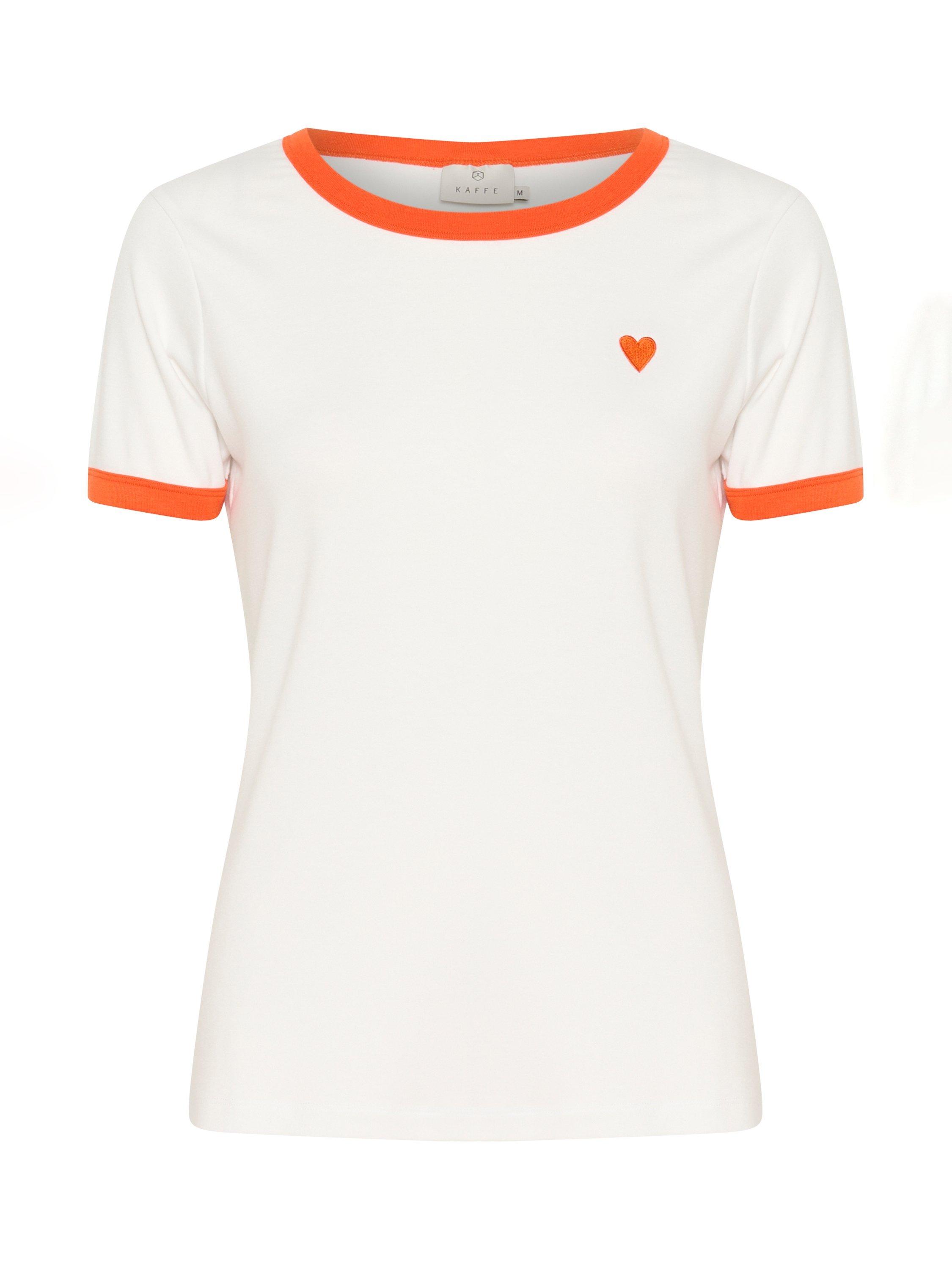 Product image 5 of 6, which shows KAFFE KAlilian Cotton Blend Heart Motif T-Shirt, White/Multi, 8|10