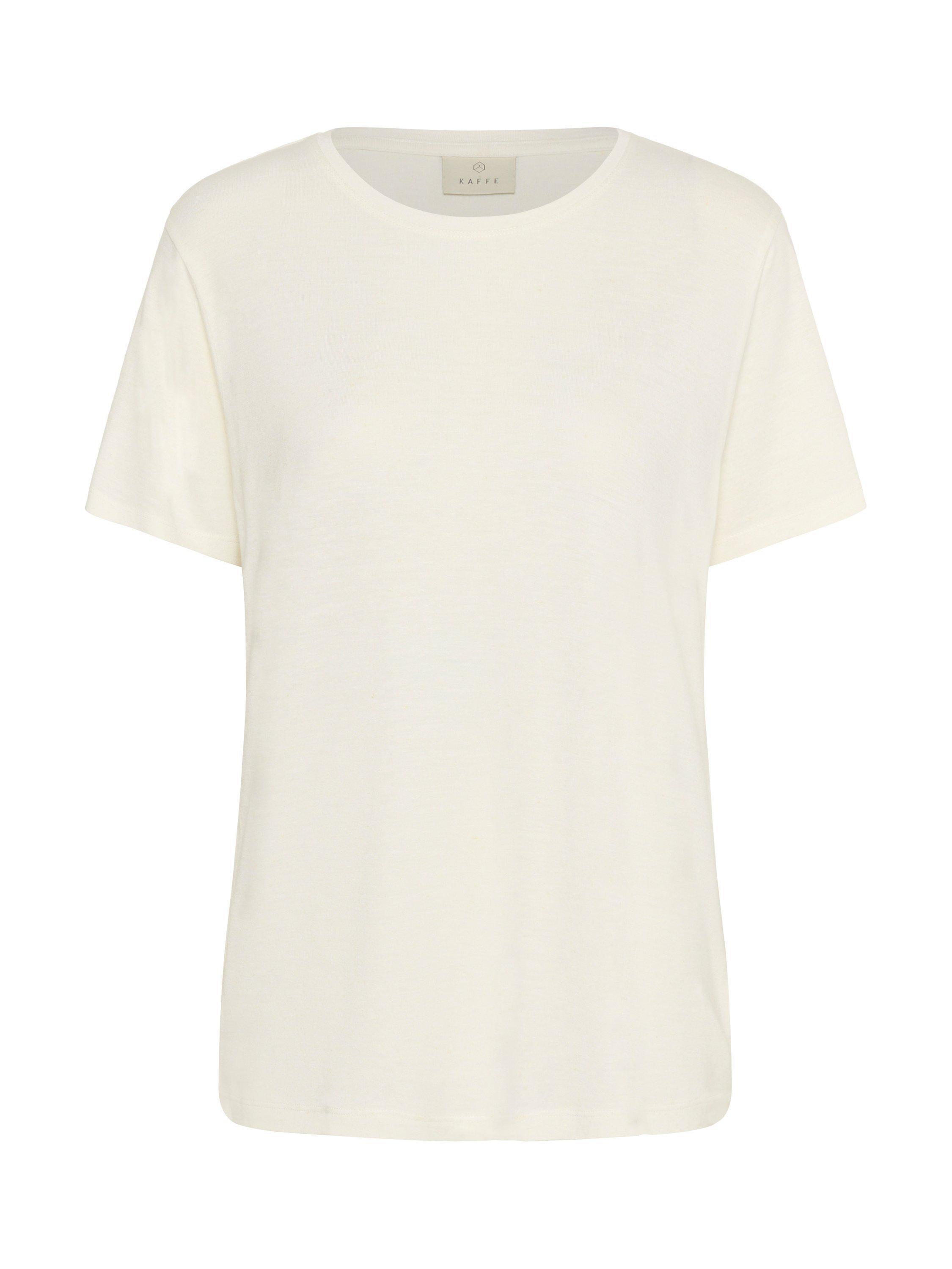 Product image 5 of 6, which shows KAFFE Maria Linen Blend T-Shirt, White, XS