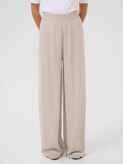 KAFFE Regina Knit Wide Leg Trousers, Mid Grey, Mid Grey