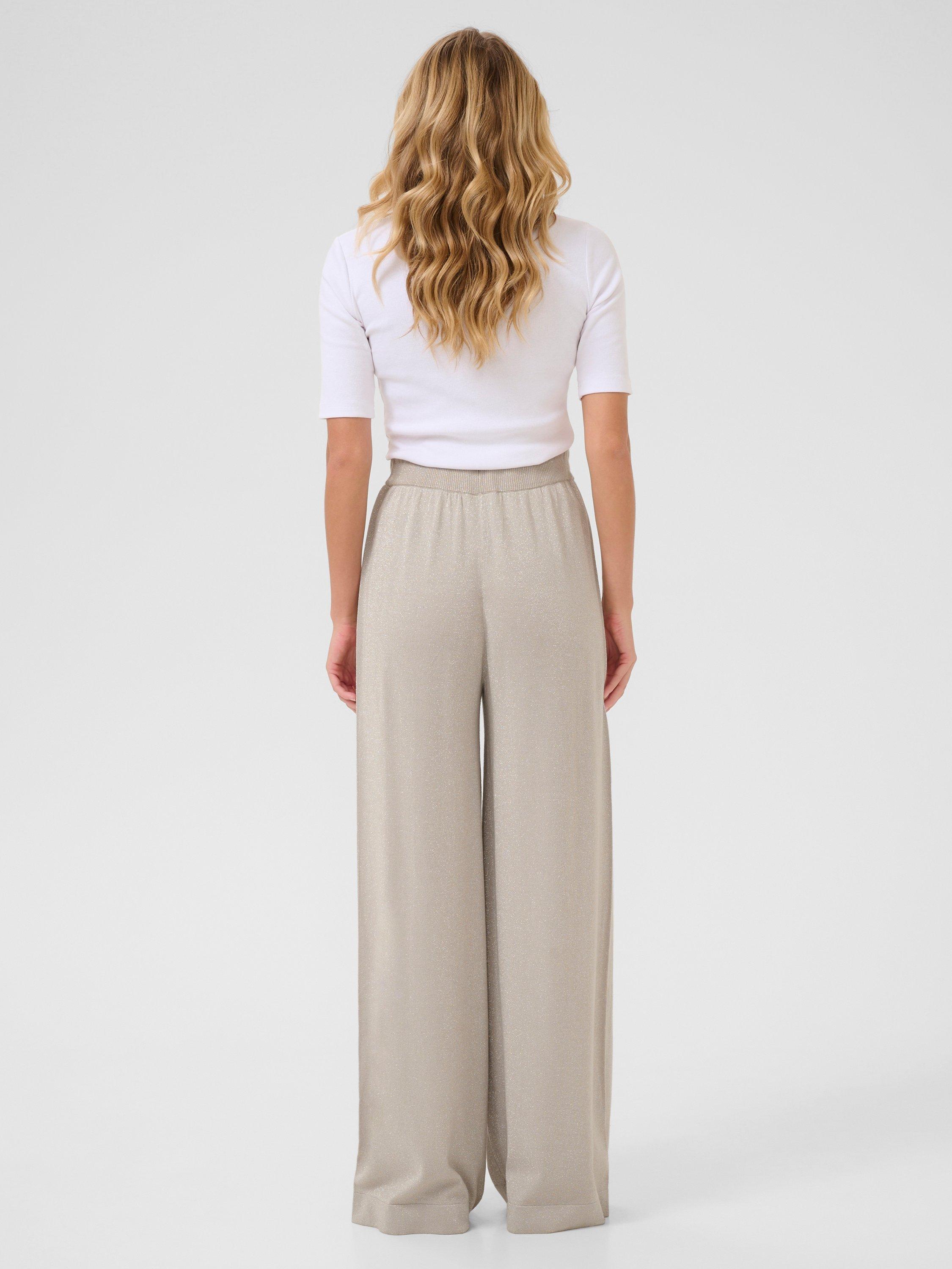Product image 2 of 6, which shows KAFFE Regina Knit Wide Leg Trousers, Mid Grey, XS