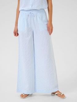 KAFFE Sara Stripe Wide Leg Trousers, Blue/Multi, Blue/Multi