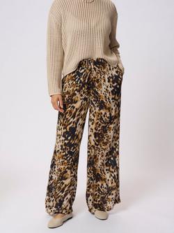 KAFFE Thora Amber Animal Print Trousers, Beige/Multi, Beige/Multi