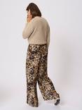 KAFFE Thora Amber Animal Print Trousers, Beige/Multi