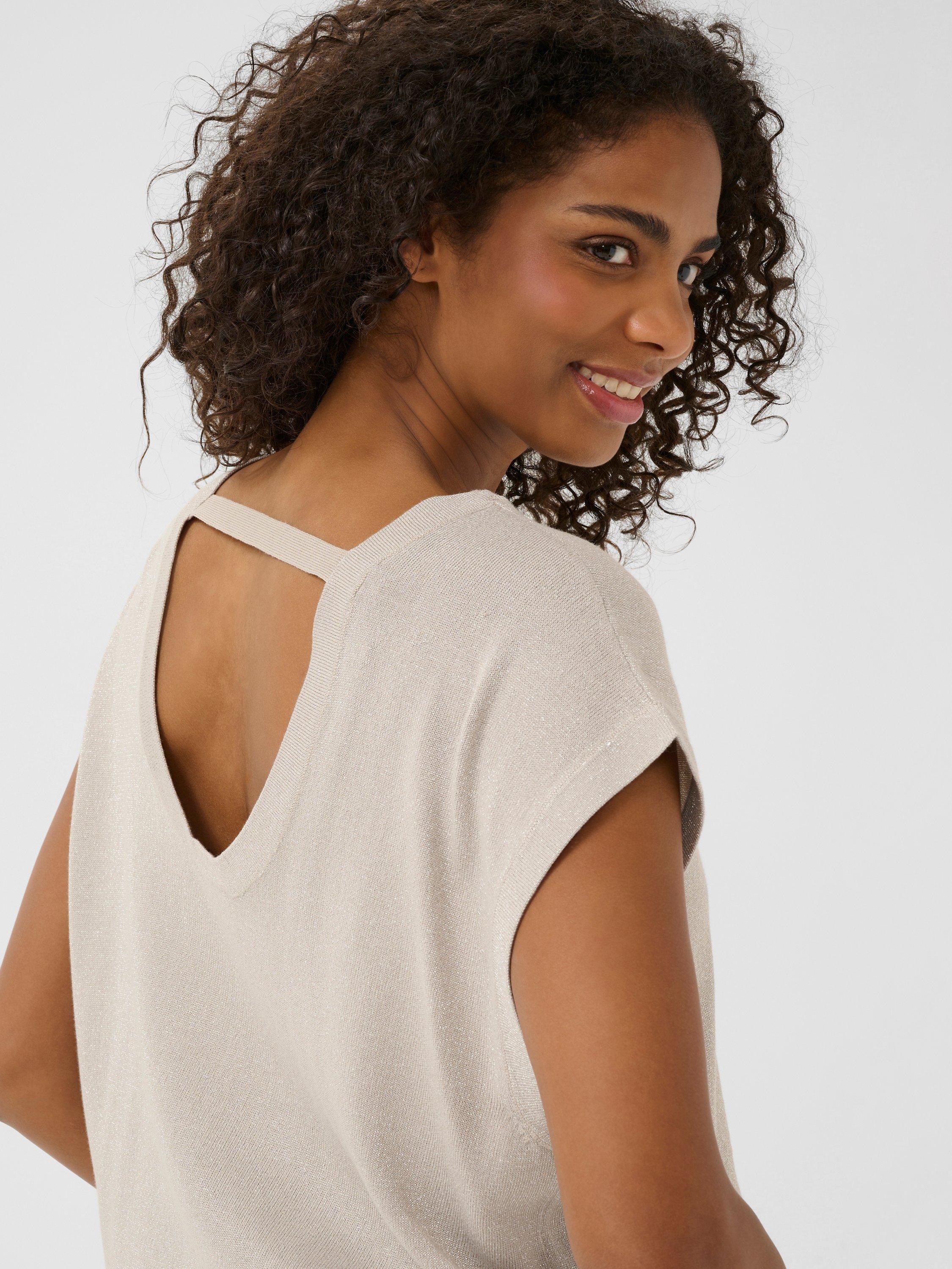 Product image 4 of 6, which shows KAFFE Regina Open Back Knit Top, Mid Grey, XS