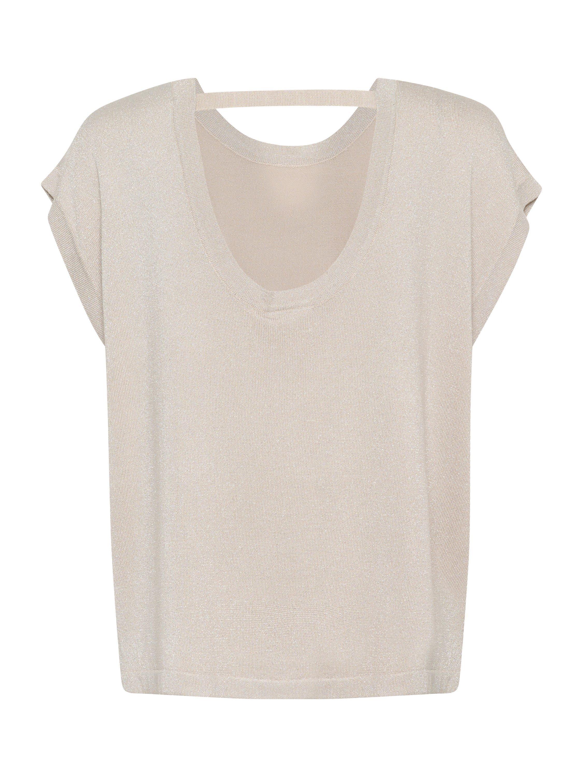 Product image 6 of 6, which shows KAFFE Regina Open Back Knit Top, Mid Grey, XS