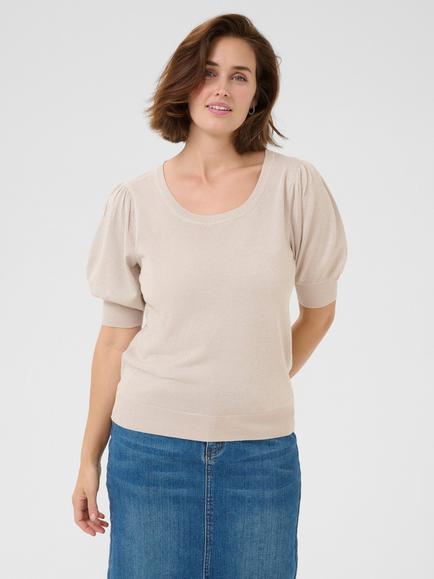 KAFFE Regina Scoop Neck Short Sleeve Jumper, Mid Grey