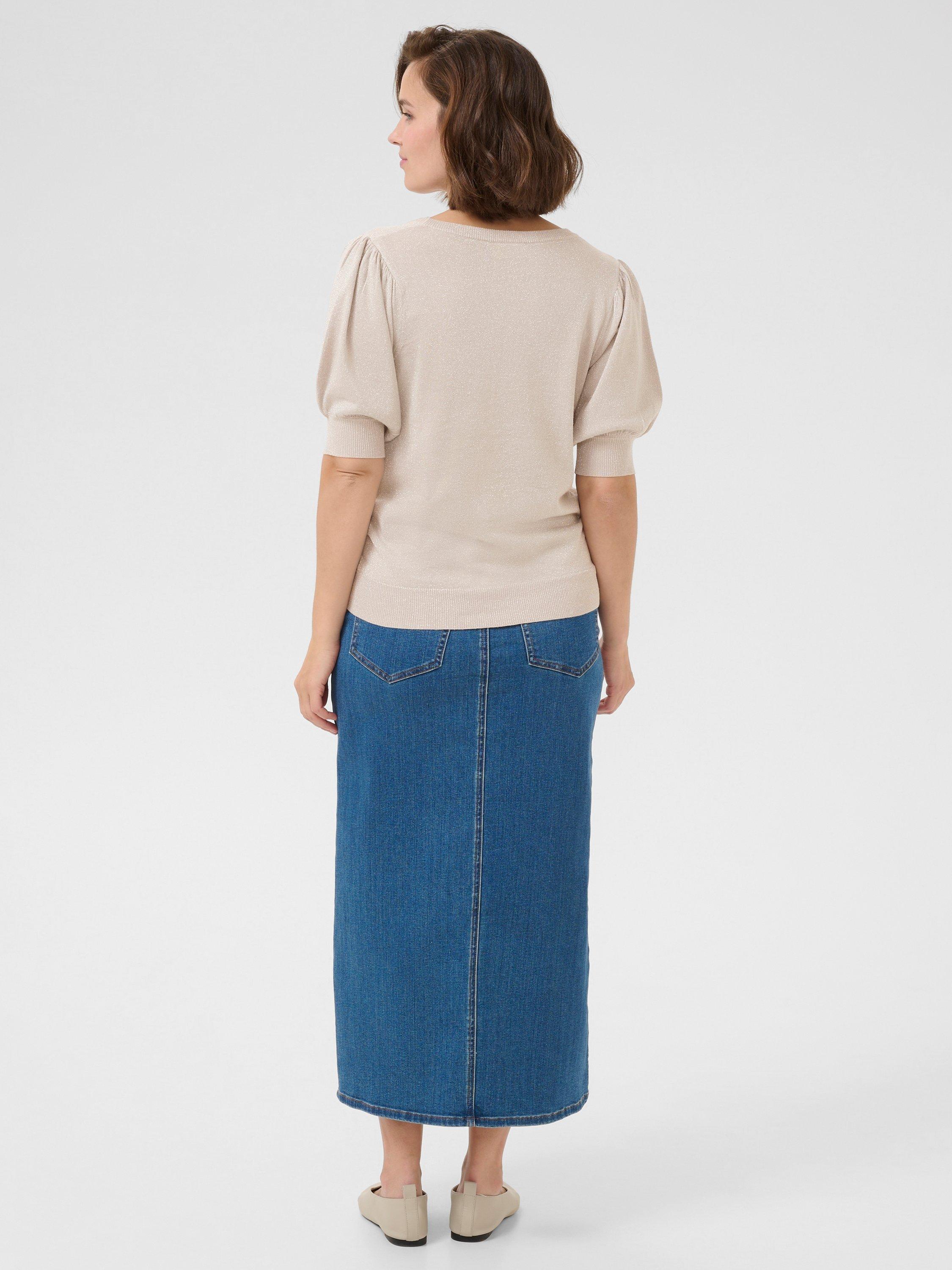 Product image 2 of 6, which shows KAFFE Regina Scoop Neck Short Sleeve Jumper, Mid Grey, XS