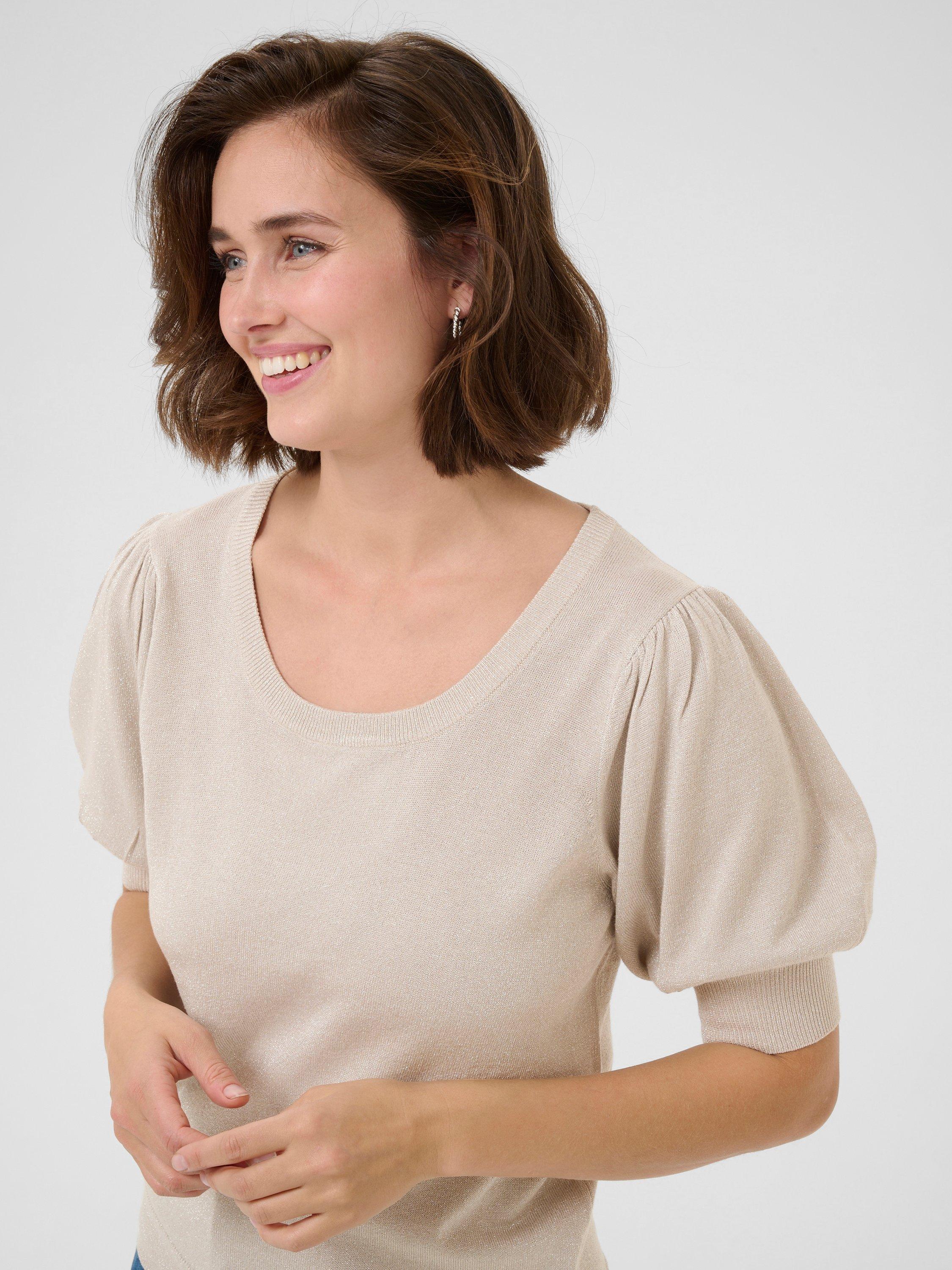 Product image 4 of 6, which shows KAFFE Regina Scoop Neck Short Sleeve Jumper, Mid Grey, XS