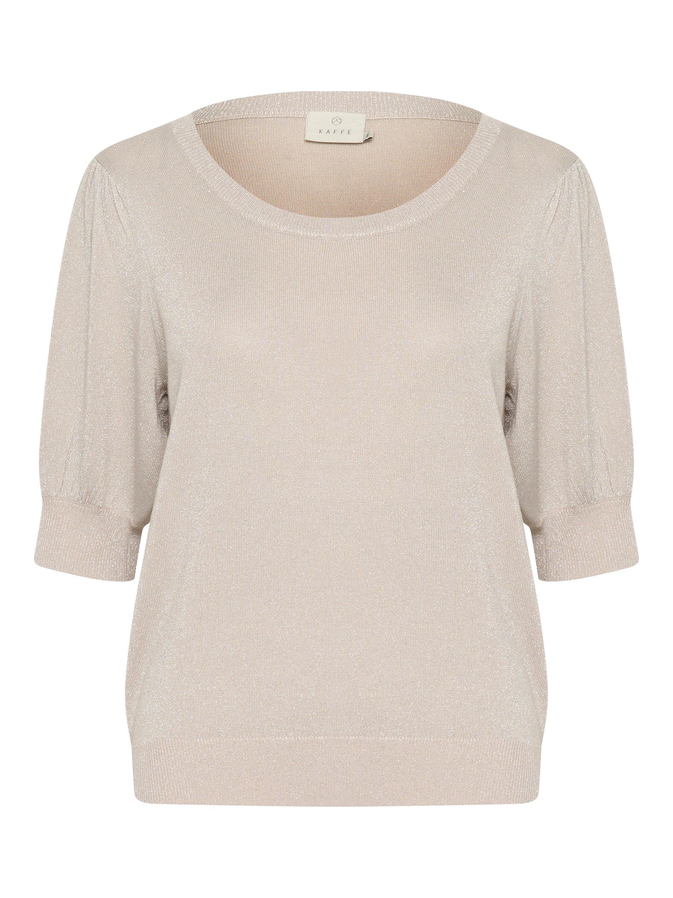 Product image 5 of 6, which shows KAFFE Regina Scoop Neck Short Sleeve Jumper, Mid Grey, XS